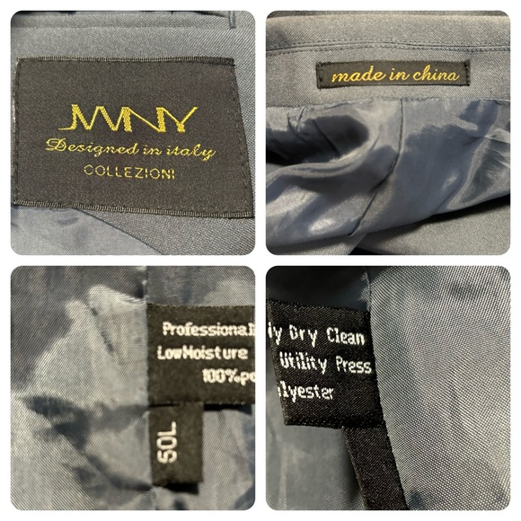 MNY Designed in Italy Collezioni Gray Double Breasted Suit Jacket Blazer 50L EUC - Picture 10 of 12